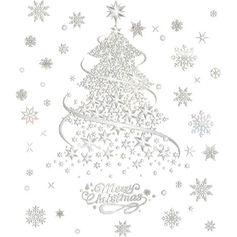 Autocollants d'hiver – Ensemble d'autocollants électrostatiques en forme de flocon de neige, vinyle décoratif givré amovible, art mural de vacances réutilisable, installation sans colle, kit de déco (1/5)