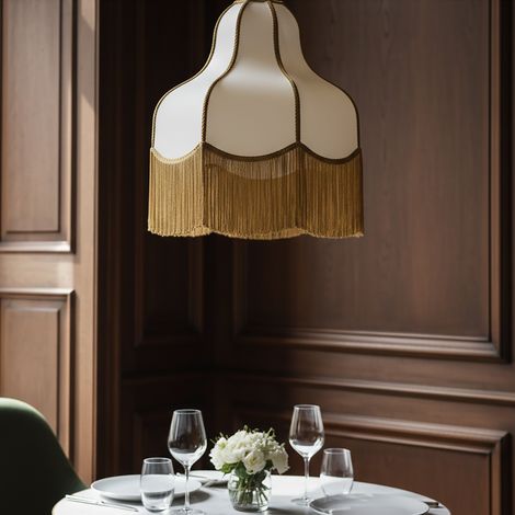 Lámpara de Techo Beige con Flecos Oro ,d50  Serie LIV (1/5)