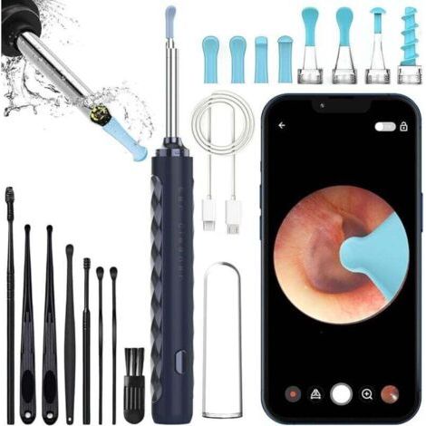 Caméra d'inspection - Nettoyeur d'oreilles avec caméra 1080 HD Wi-Fi - Otoscope avec éclairage et kit d'accessoires (1/4)