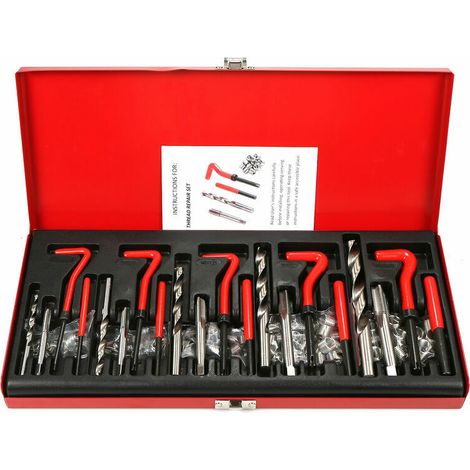 royaluxe - Kit de réparation de filetage 131 pièces M5 M6 Metric8 Metric10 M12 outil fileté forets hélicoïdaux, modèle: 1 kit