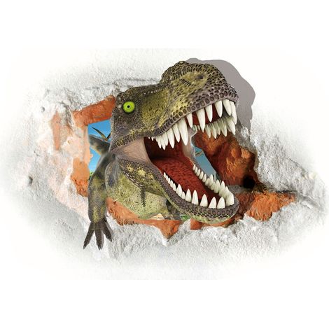 Sticker mural dinosaure, tête de dinosaure, autocollant mural amovible en vinyle, style aquarelle