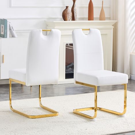 Lot de 2 chaises de salle à manger blanches épaissies avec ressorts intégrés et design ergonomique - combinaison parfaite de confort et d'élégance (1/5)