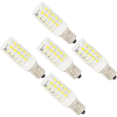Lot de 5 ampoules LED E12 de type « maïs » 5W, 44 LED SMD 2835, blanc froid 6000K, équivalent à 500 lm (ampoules à incandescence 50W), AC220-240V, non dimmable. (1/4)