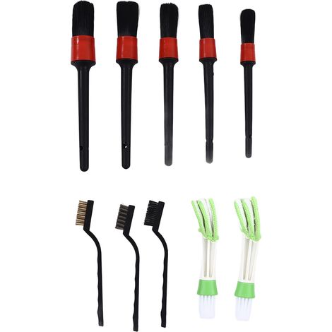 Kit de nettoyage auto 10 pièces pour jantes, habitacle, carrosserie et cuir, accessoires de lavage polyvalents. (1/5)