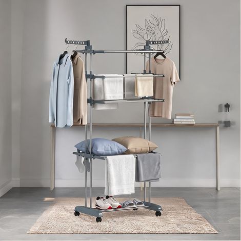 Porte-manteau coloris gris en plastique acier 73 x 64 x 172 cm (1/5)