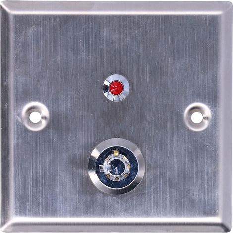Interrupteur à clé de sortie 12 V CC, verrouillage marche/arrêt, déverrouillage d'urgence de porte 86 x 86 mm avec indicateur LED rouge et signaux d'antisabotage (1/5)