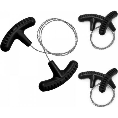 3 Pièces scies à câble en acier inoxydable pour le camping, la coupe du bois et tuyaux, les équipements de plein air,Noir (1/5)
