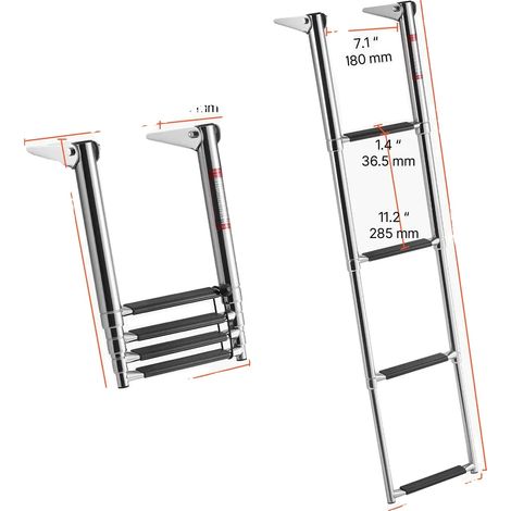 Bootsleiter, teleskopisches Design, rutschfeste Stufen, 4 Schritte (1/2)