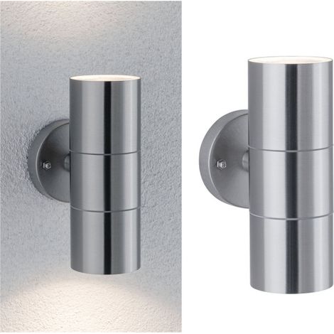 Kit de 2Applique d'extérieur Flame Paulmann IP44 GU10 Acier inoxydable brossé (1/5)