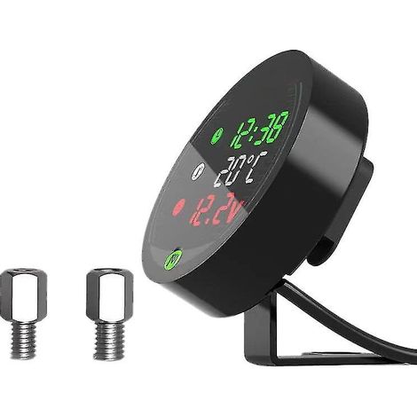 Jauge de température d'eau 5 en 1 pour moto, rechargeable par USB, avec horloge, voltmètre et vision nocturne LED. (1/5)
