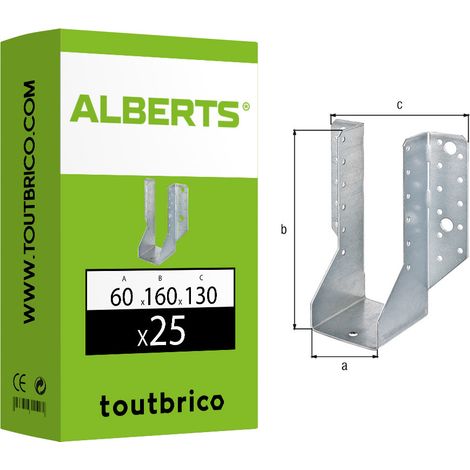 25 supports U ailes extérieures 60 x 160mm - Alberts