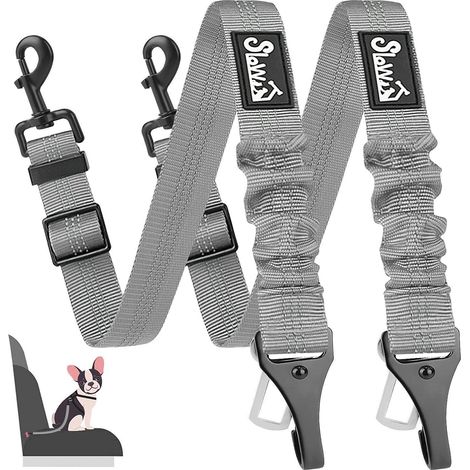 Hunde Sicherheitsgurt 2er Pack mit Ruckdämpfung, 70cm Grau (1/5)