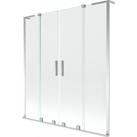 Mexen Velar L Duo Badewannenwand 2-flügelig verschiebbar 140 x 150 cm, transparent, chrom - 896-140-003-02-01