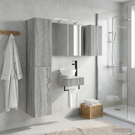 vidaXL Bathroom Furniture Set 5 pcs Grey Sonoma (1/5)
