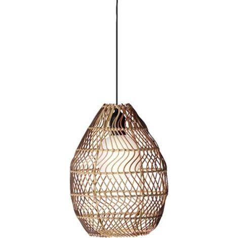 Suspension solaire résine tressée beige et brun 25 lumens