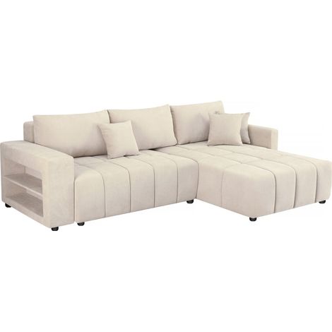 Ecksofa mit Schlaffunktion aus Chenille-Stoff 3-Sitzer - "Trocadero" - Beige (1/5)
