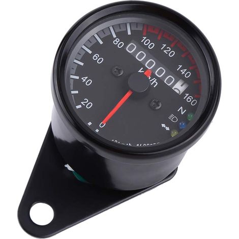 Universeller 12V Motorrad-Tachometer mit LED-Hintergrundbeleuchtung, digitaler Kilometerzähler, Schwarz (Schwarz) (1/5)