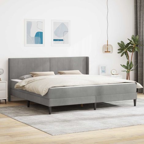 Teenpull – Bettgestell mit Matratze Hellgrau 200 x 200 cm Samt (1/5)