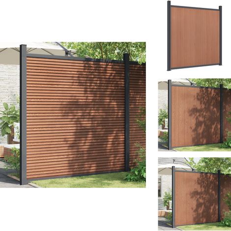 Zaunelement mit 2 Pfosten Braun 180x186 cm WPC - Gartenzaun - Sichtschutzzaun - Holz-Kunststoff-Komposit - WPC Zaun - Brown (1/5)