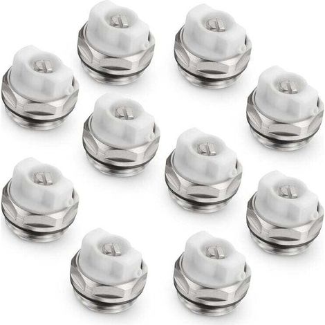 Lot de 10 Bouchons de Robinet de Purge de Radiateur Manuel - 1/2" (1/4)