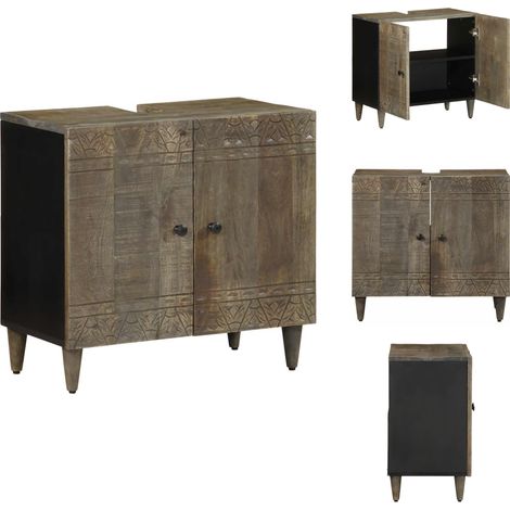 Waschbeckenunterschrank 62x33x58 cm Massivholz Mango - Waschbeckenschrank - Waschbeckenschränke - Waschtisch - Waschtischunterschrank (1/5)