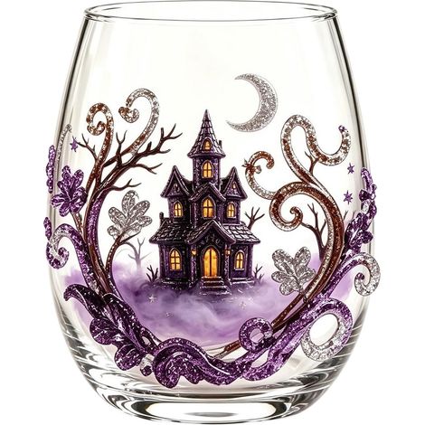 Mundgeblasenes Whiskyglas, Halloween-Design (1/2)