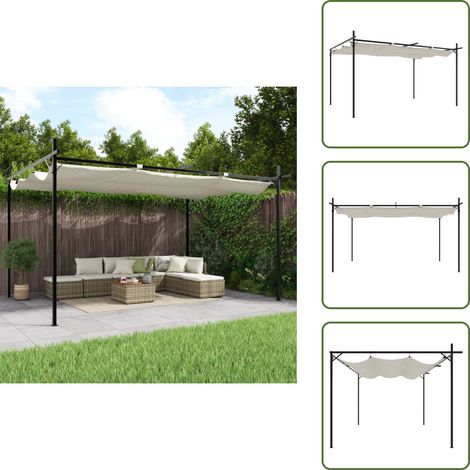 The Living Store Pergola avec toit rétractable crème 395x292x230 cm - Abri de jardin (1/5)