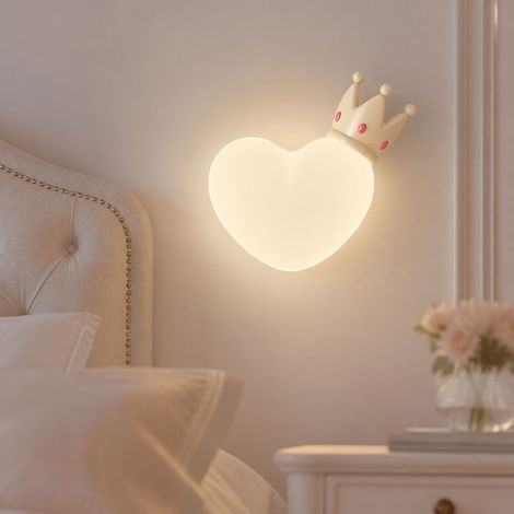 Applique murale cœur LED 18W, spectre complet RG0 sans scintillement, fer et PE, 25x26cm, variateur 3 couleurs pour chambre
