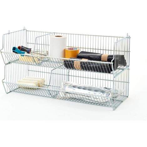 PROVOST - Corbeille fil en acier zingué blanc brillant - Longueur 950 mm
