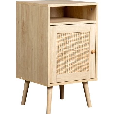 mobiletto multifunzionale bellahome con porta battente in rattan 40x39x71 cm