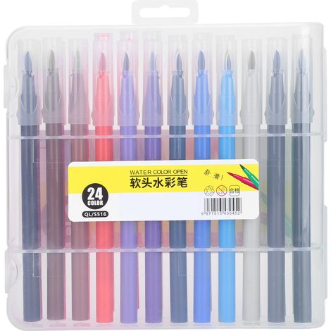 Watercolor Pen Drawing Assorted Colors Fineliner Tip Art Markers Painting Supplies24 Colors (1/5)