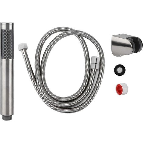 Ensemble de 3 douches à main rondes en acier inoxydable brossé avec support de flexible