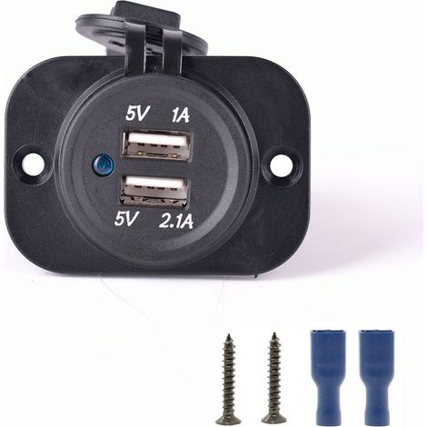 Dual-USB-Wandladegerät 12/24 V, 5 V, 3,1 A – Schnellladen für Smartphones und GPS-Geräte – Zur Montage am Armaturenbrett Ihres Motorrads oder Autos (1/5)
