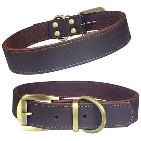 (l)Qianruida Collier pour Chien Cuir Véritable Colliers Réglables en Cuir - L (1/5)