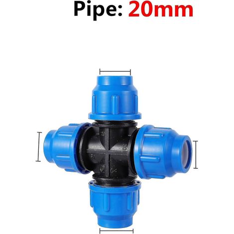 Raccords pour tuyaux d'irrigation agricole : tés, coudes et raccords rapides à quatre voies en PE de 20 mm