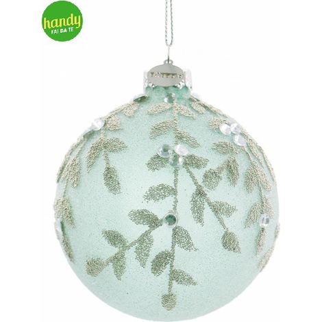 Sfera Bizzotto Leafglow Verde in vetro Ø 8 cm