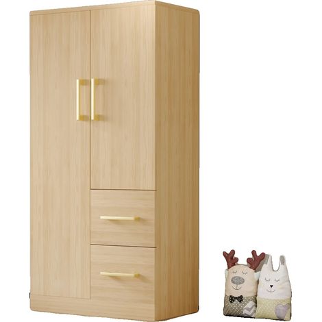 Armario de doble puerta, amplio espacio de almacenamiento, madera natural. (1/2)