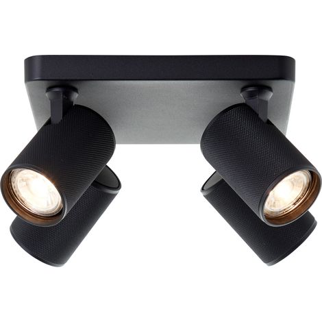 Brilliant Lampe Marty LED Spotplatte 4flg sand schwarz schwarz 4x GU10, 10 W, LED-Leuchtmittel inklusive und wechselbar
