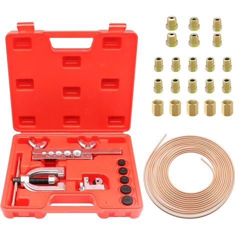 Kit D'Outils Pour éLargir Les Conduites De Frein, Ligne Frein en Acier 7.6 M, DiamèTre 4,75 Mm, Avec 16 Raccords + 5 Connecteurs, Pour Les SystèMes De Freinage Hydrauliques De Voiture (1/5)