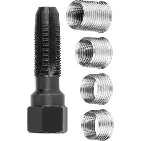 Inserts De Bougie D'allumage, 5 Pièces Outil De Réparation De Filetage De Bougie, Bougie D'allumage Kit De Taraud De Réparation De Re-Filetage En Acier Au Carbone, Kit D'insert (1/5)