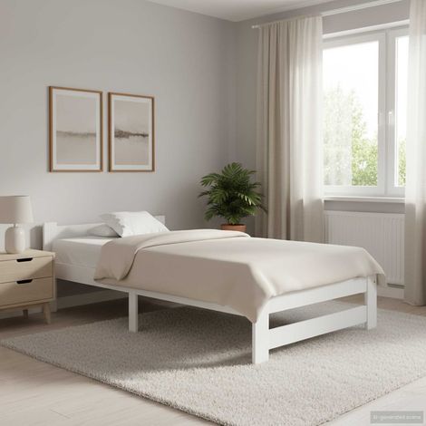 vidaXL Bed Frame without Mattress White Solid Pine Wood 90x200 cm (1/5)