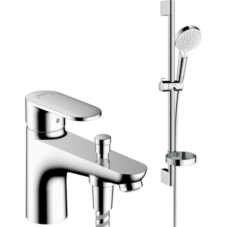 Pack mitigeur baignoire mécanique HANSGROHE Vernis Blend C2 chromé + Ensemble de douche Crometta 2 jets blanc/chromé