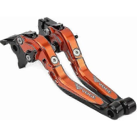 Compatible avec les motos Loncin Voge 300/350ac 300r 300rr : levier de frein et d'embrayage CNC réglable, pliable et extensible (orange et noir) (1/5)