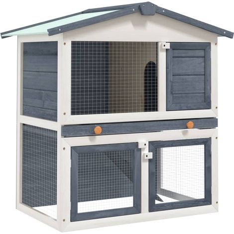 Clapier d'extérieur 3 portes Gris Bois CFW32019 (1/5)