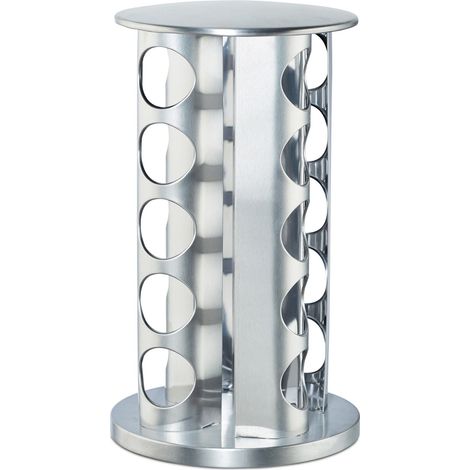 Carrousel à épices tournant cuisine 20 pots en inox mat (1/5)
