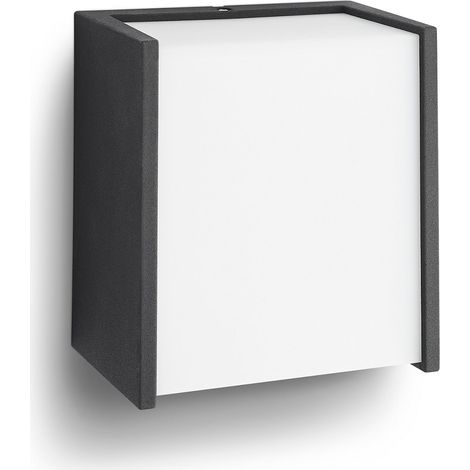 Philips – Applique extérieure LED 3W IP44 – Noir – 2700K blanc chaud – Dimensions 13x12 cm – Résistante aux intempéries – 270 lm