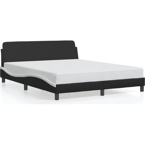 Lit double,Lit adulte,Cadre de lit Dover noir et blanc 160x200 cm similicuir CFW3072925 (1/5)