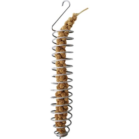 Mangeoire Suspendue pour Oiseaux - Lot de 2 - Acier Inoxydable - Distributeur Millet et Fruits - Pour Perroquets et Petits Oiseaux - 25 cm (1/5)