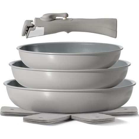 Set of 3 Induction Frying Pans Ceramic Non-Stick (1/5)