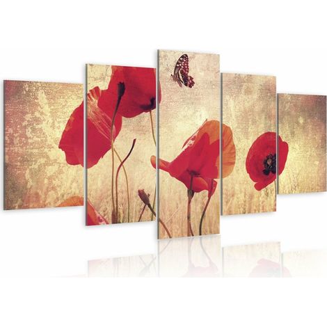 Tableau coquelicot et papillon - 200 x 100 cm (1/4)